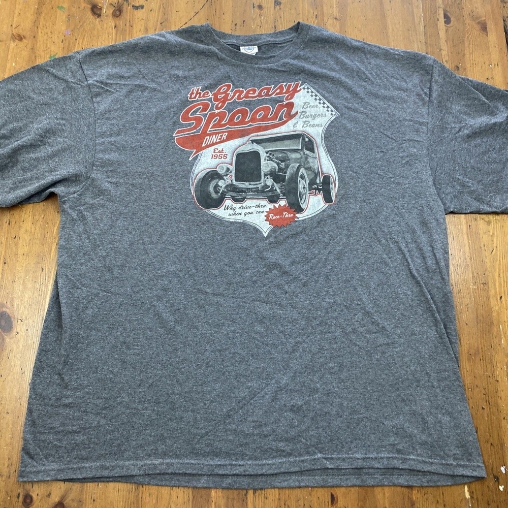 The Greasy Spoon Diner Men's 3XL Mint - Hotrod Race Car Auto Graphic T-Shirt‎